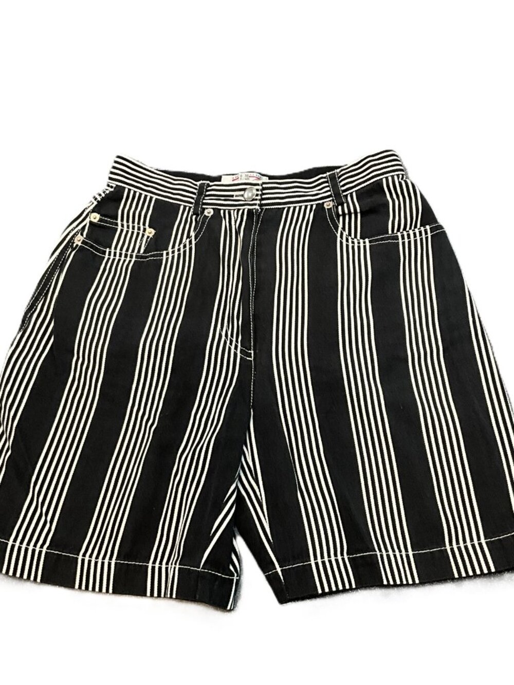 VNT APRIORI Black & White Striped Denim Shorts Size US 8 Made in Italy